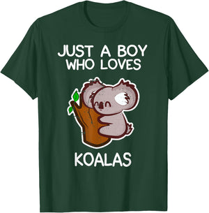 Just A Boy Who Loves Koalas Funny Koala Lover Quote T-Shirt - T-Shirt | Forest