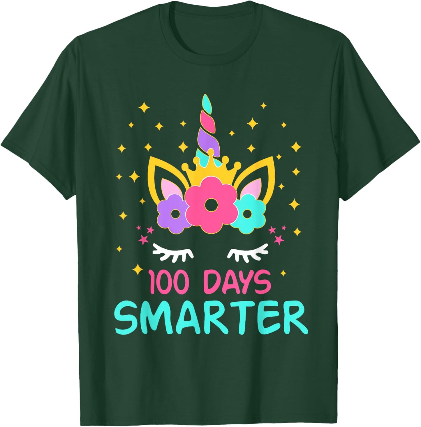 100 days of school Cute Unicorn 100th Day Of School Girls T-Shirt - T-Shirt | Forest