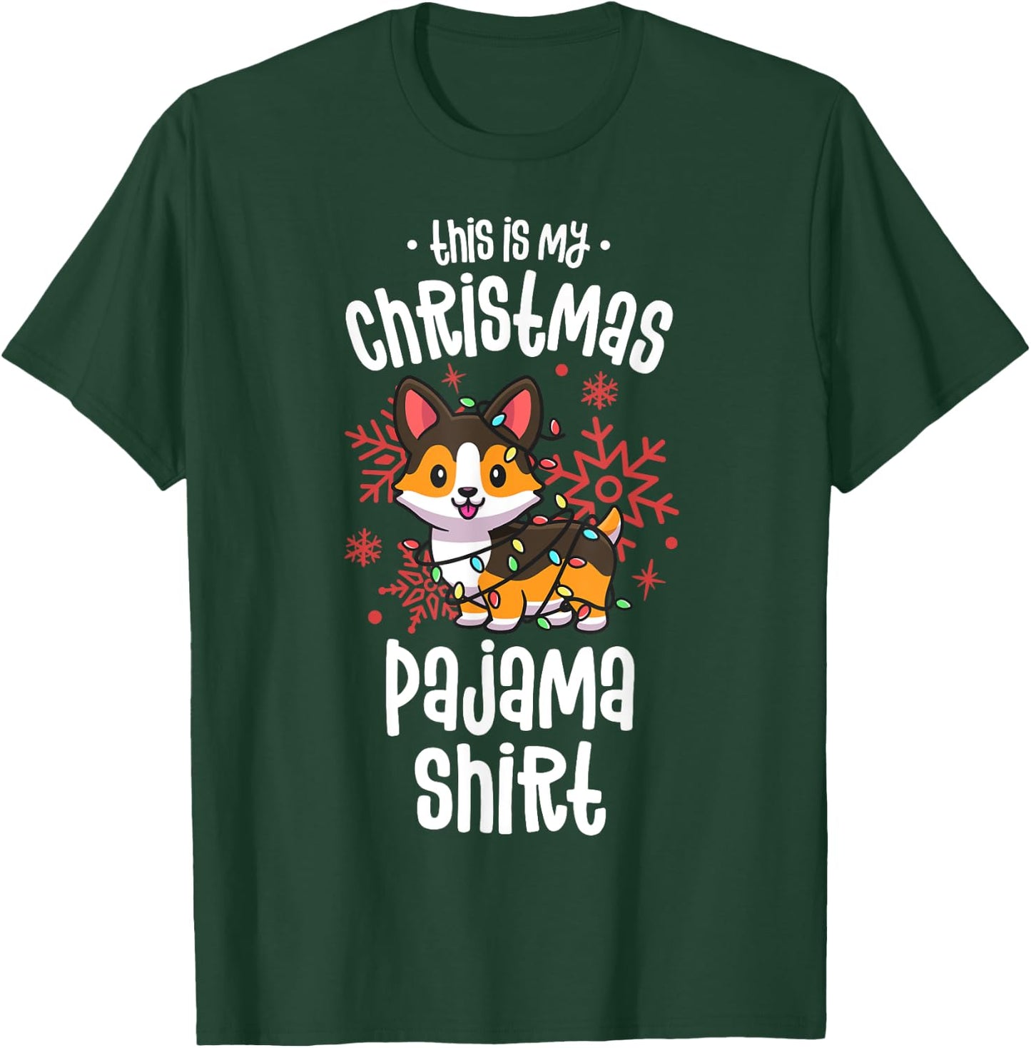 This Is My Christmas Pajama Shirt Tricolor Corgi Pjs Xmas T-Shirt - T-Shirt | Forest