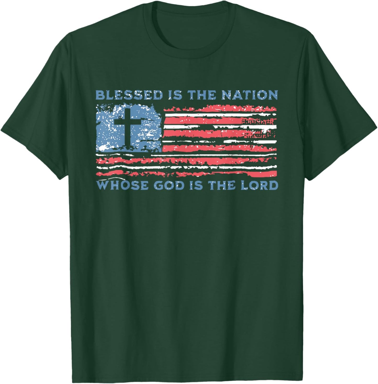 Retro Blessed Is The Nation Whose God Is The Lord Religious T-Shirt - T-Shirt | Forest
