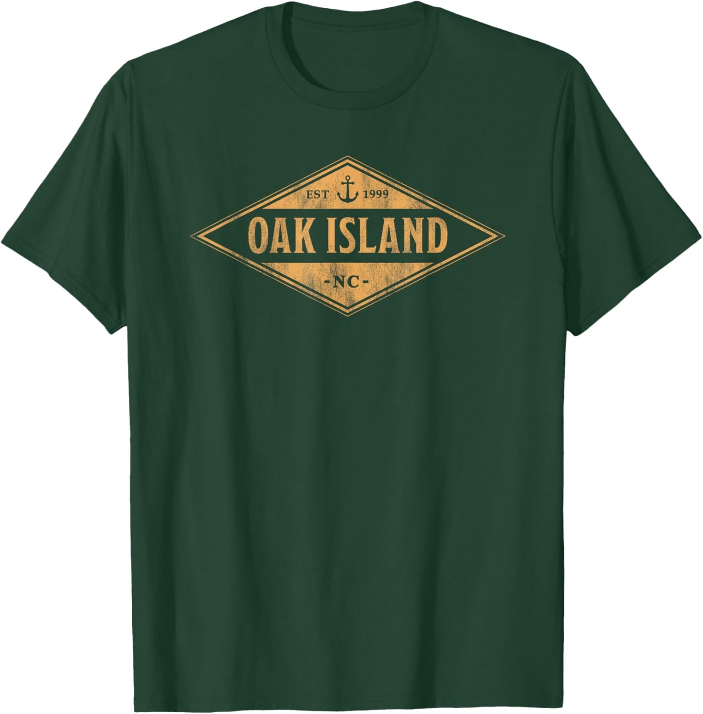 Oak Island North Carolina Vintage Badge Vacation Beach T-Shirt - T-Shirt | Forest