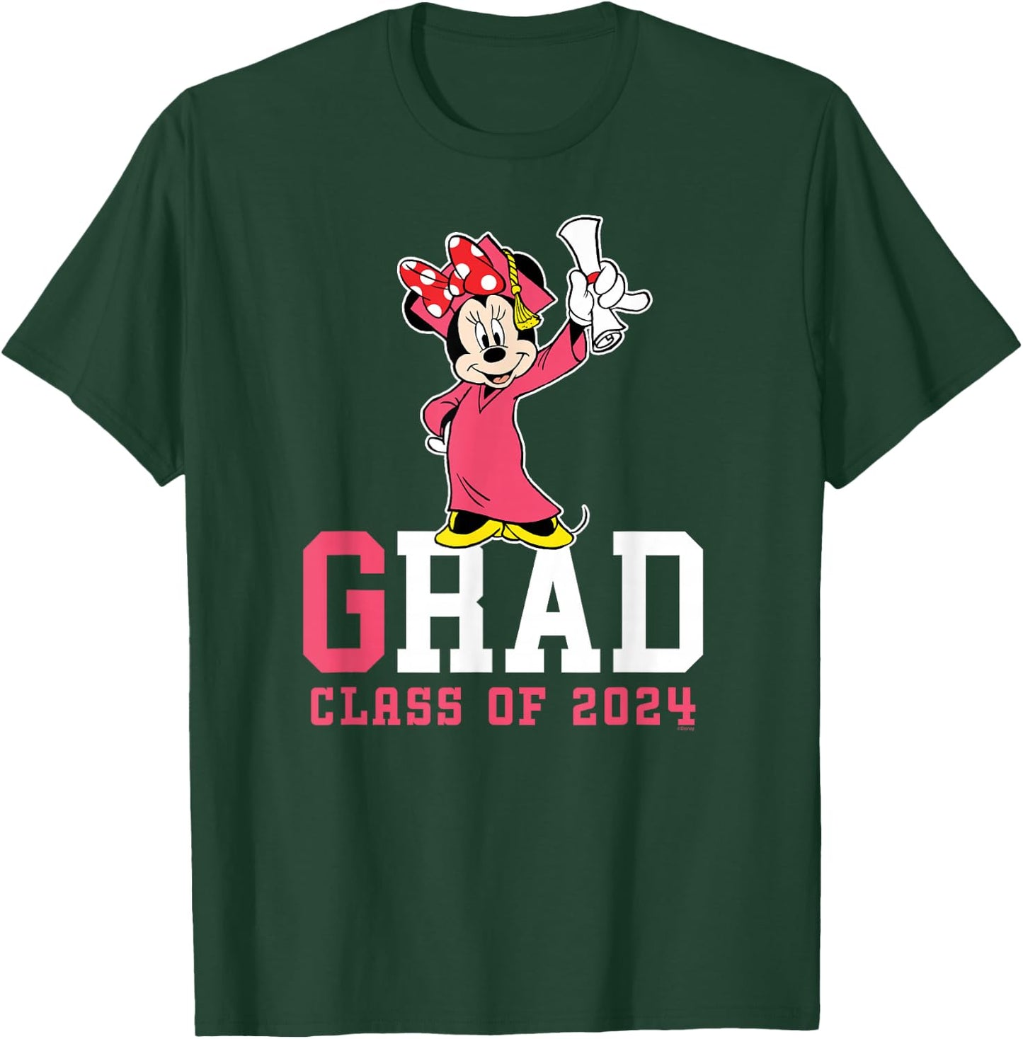 Disney Minnie Mouse 2024 Graduation Class of '24 Wheel Grad T-Shirt - T-Shirt | Forest