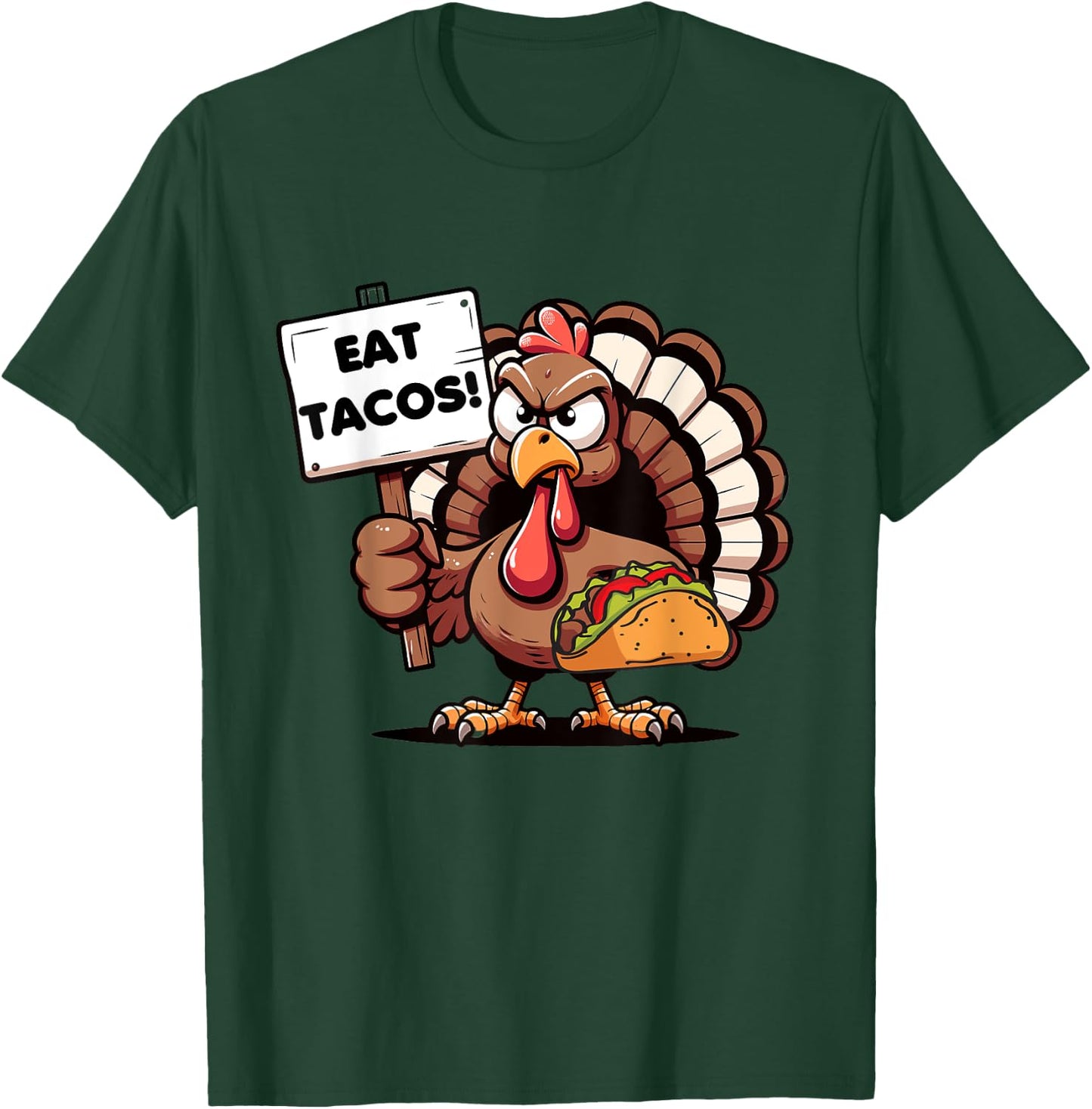 Thanksgiving Turkey Eat Tacos Mexican Thanksgiving Fun T-Shirt - T-Shirt | Forest