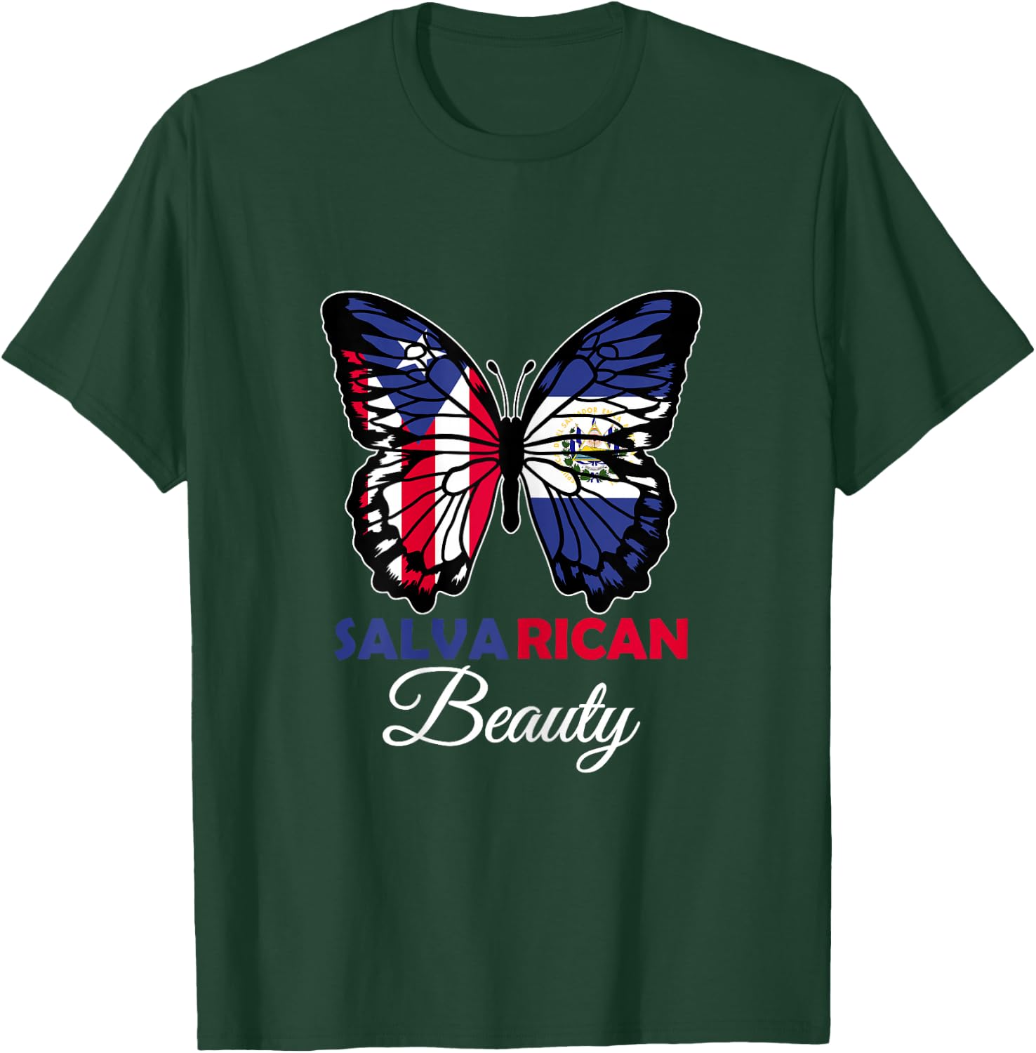 Salvarican Beauty Butterfly Heritage Salvador Puerto Rico T-Shirt - T-Shirt | Forest