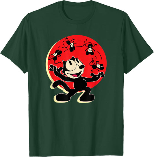Felix Cat Juggling Mice Vintage Cartoon Retro Graphic T-Shirt - T-Shirt | Forest