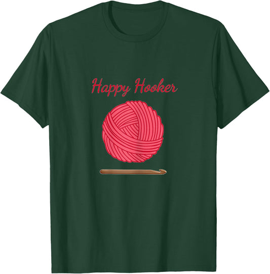 Happy Hooker Crochet Gift T-Shirt - T-Shirt | Forest