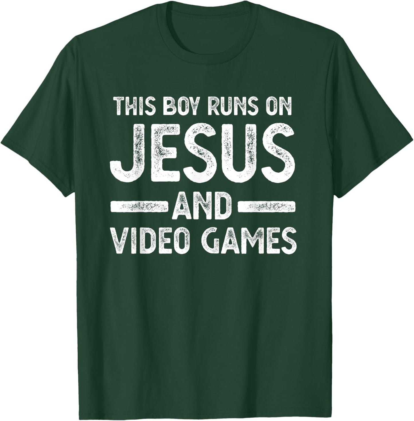 This boy runs on jesus and video games T-Shirt - T-Shirt | Forest