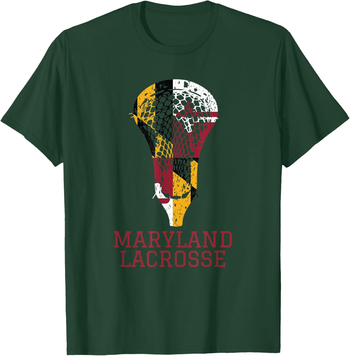 State of Maryland Flag Lacrosse Team Player Lax Coach Gift T-Shirt - T-Shirt | Forest