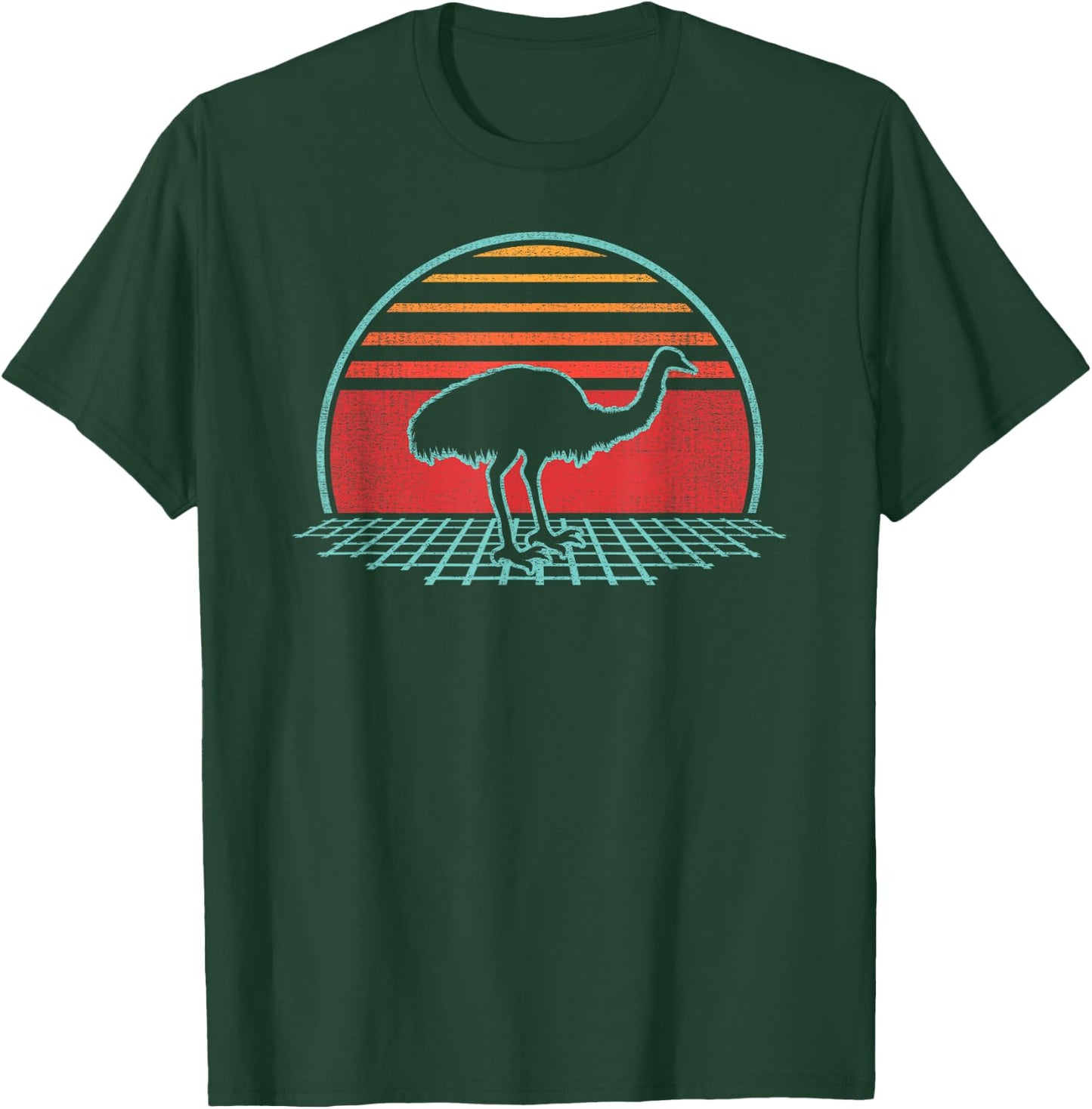 Emu Bird Rhea Retro Vintage 80s Style Gift T-Shirt - T-Shirt | Forest