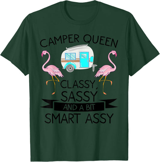 Funny Camper Queen Sassy Gift RV Camping Lovers T-Shirt - T-Shirt | Forest