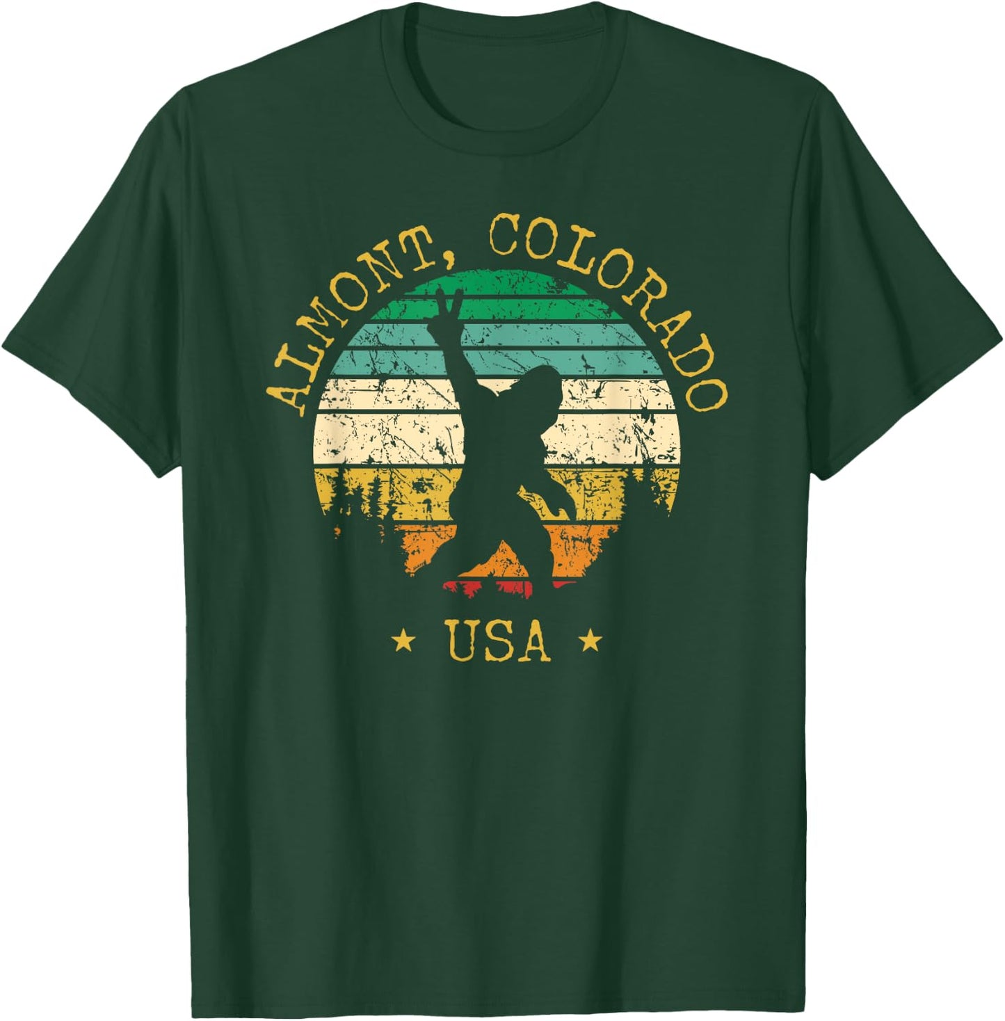 Almont Colorado USA Sasquatch Peace Sign Bigfoot Design T-Shirt - T-Shirt | Forest