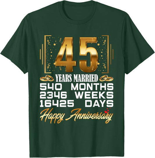 45 Years Married - Funny 45th Wedding Anniversary T-Shirt - T-Shirt | Forest