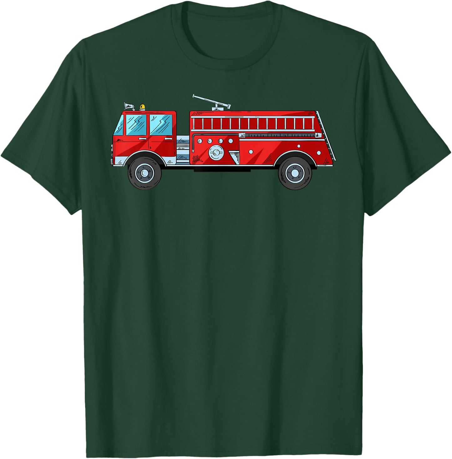 Firefighter Fire Truck Fireman Firefighting Rescue Volunteer T-Shirt - T-Shirt | Forest