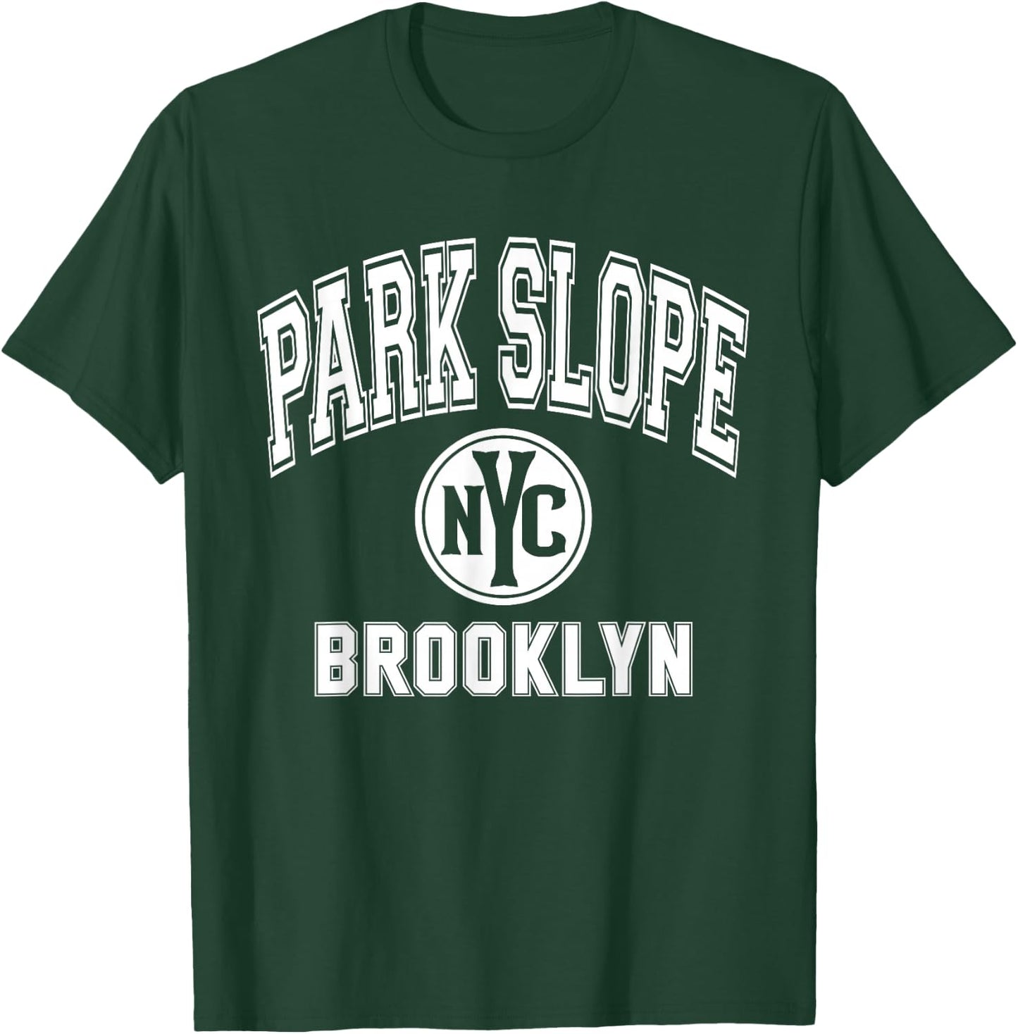 Park Slope Brooklyn Text NYC Circle White Print T-Shirt - T-Shirt | Forest