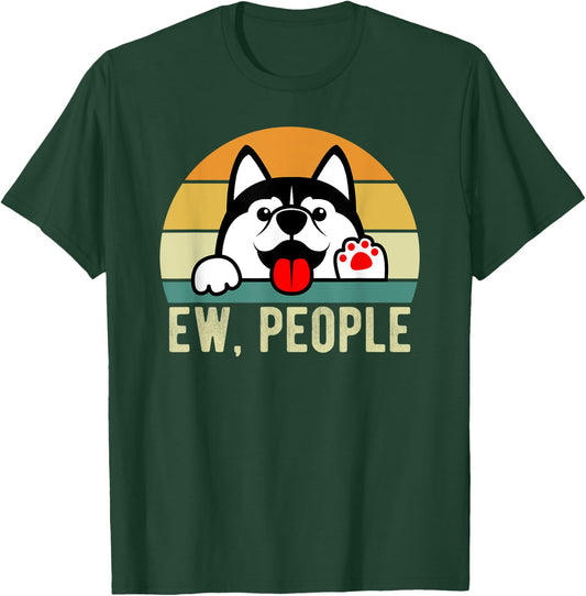 Ew People Dog Retro Vintage Anti Social Introvert Women Kids T-Shirt - T-Shirt | Forest