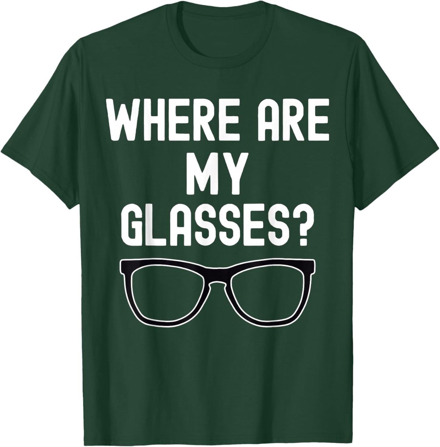 Where Are My Glasses? Lost Glasses Cartoon Design , Small, Black T-Shirt - T-Shirt | Forest