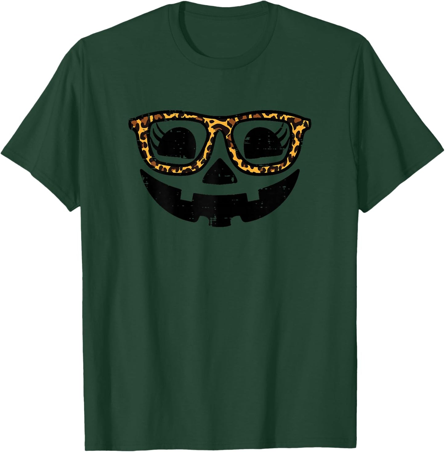 Halloween Pumpkin Face Glasses Costume Women Girls Kids Teen T-Shirt - T-Shirt | Forest