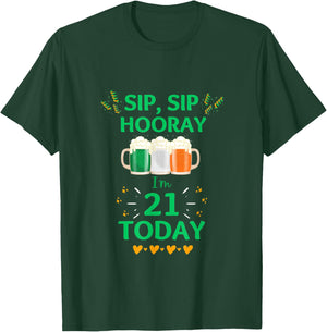March 17th St. Patrick's Day 21st Birthday I'm 21 Irish Flag T-Shirt - T-Shirt | Forest