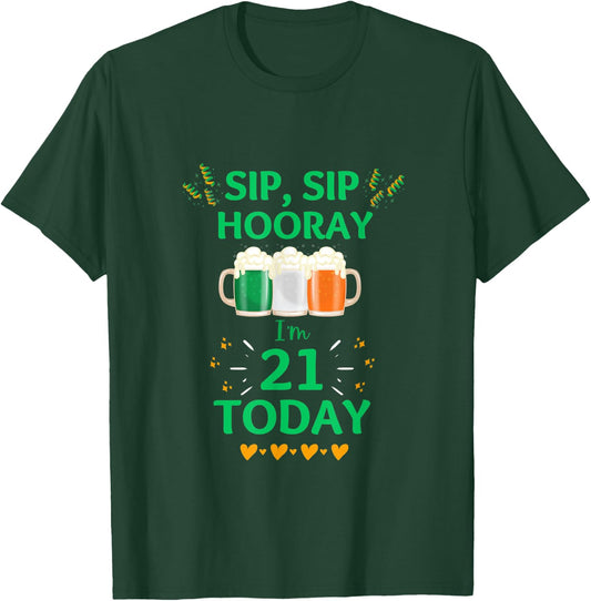 March 17th St. Patrick's Day 21st Birthday I'm 21 Irish Flag T-Shirt - T-Shirt | Forest