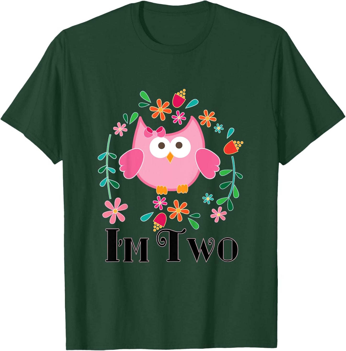 Kids 2nd Birthday Cute Owl 2 Year Old Girl T-Shirt - T-Shirt | Forest
