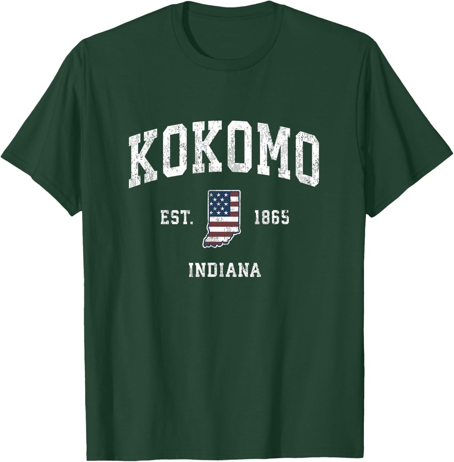 Kokomo Indiana IN Vintage American Flag Sports Design T-Shirt - T-Shirt | Forest