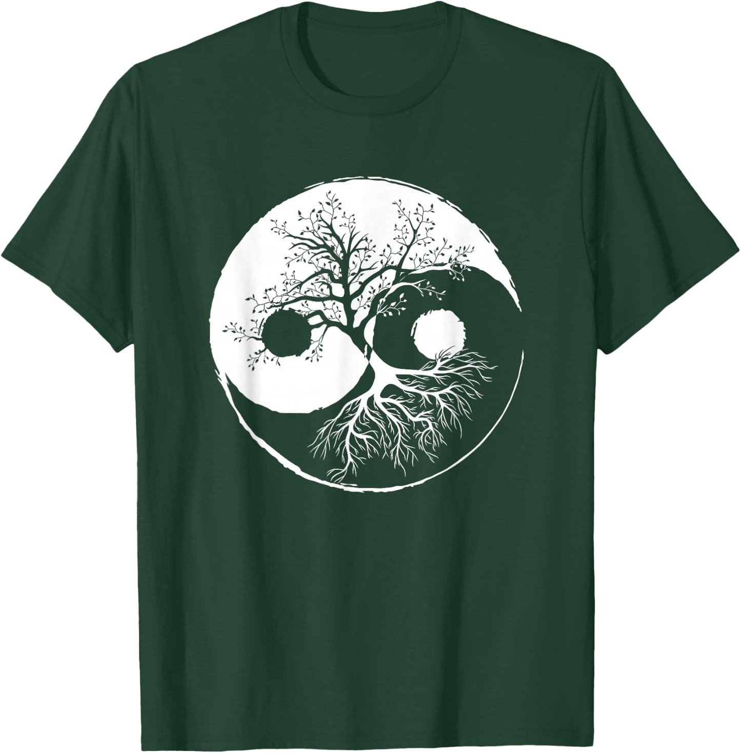 Yin and Yang Tree Balance Buddhism Nature Gift T-Shirt - T-Shirt | Forest