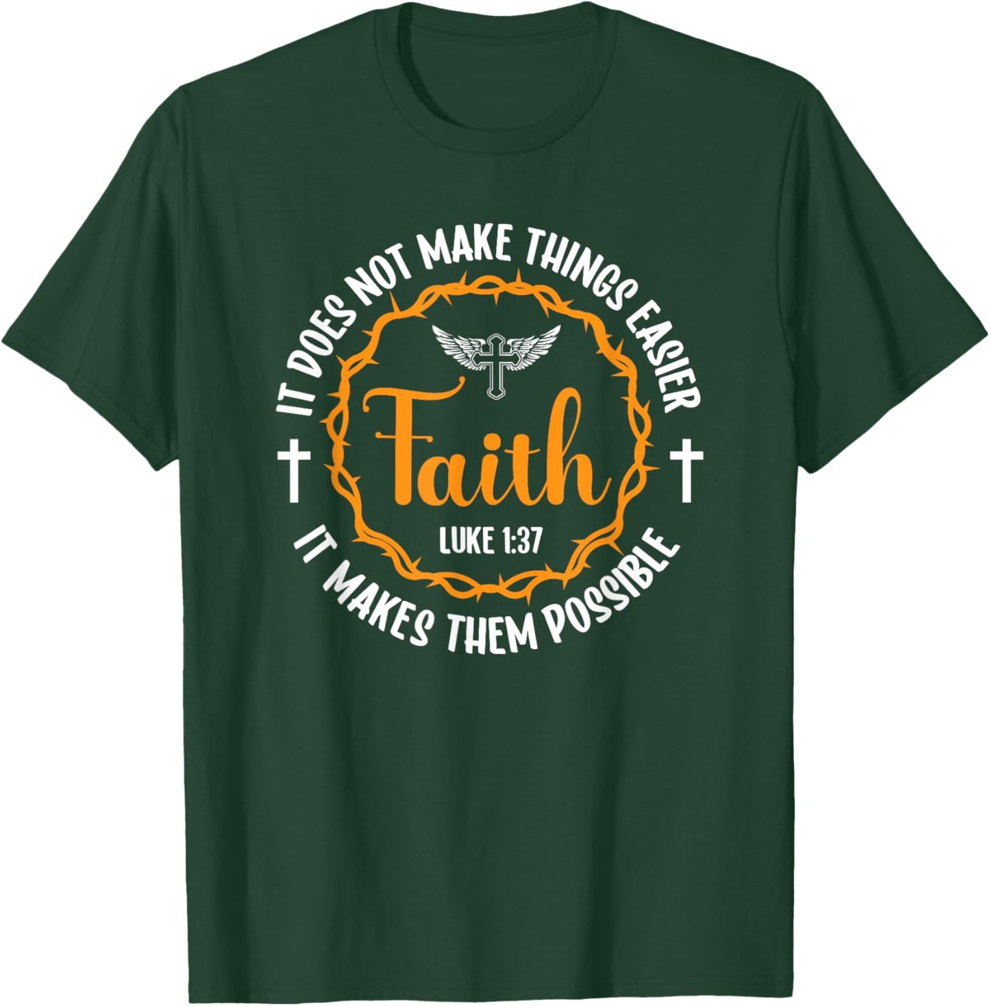 Faith Luke 1:37 Religion Christ Bible T-Shirt - T-Shirt | Forest