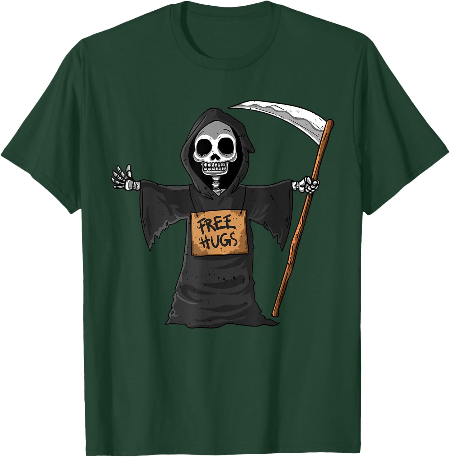 Free Hugs Grim Reaper Halloween Party Cosplay Lazy Costume T-Shirt - T-Shirt | Forest