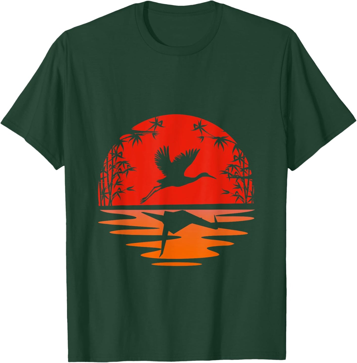 Kranich Mountain Japanese Mountains Natural Stork Bird Origami T-Shirt - T-Shirt | Forest