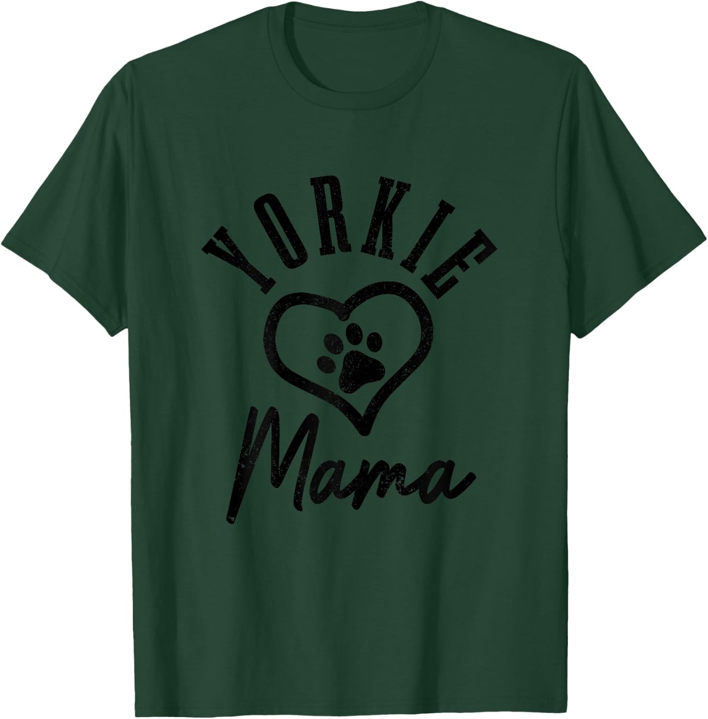 Yorkie Mama Heart Dog Paw Yorkshire Terrier Mom T-Shirt - T-Shirt | Forest