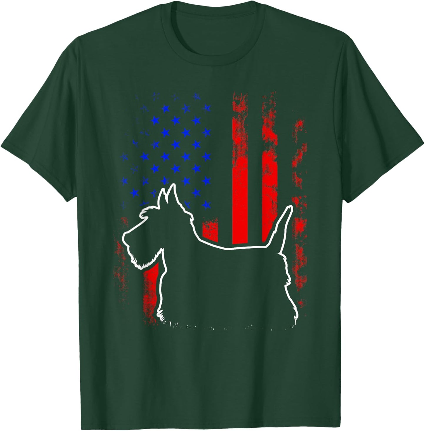 Scottish Terrier Scottie American Flag 4th Of July Dog T-Shirt - T-Shirt | Forest