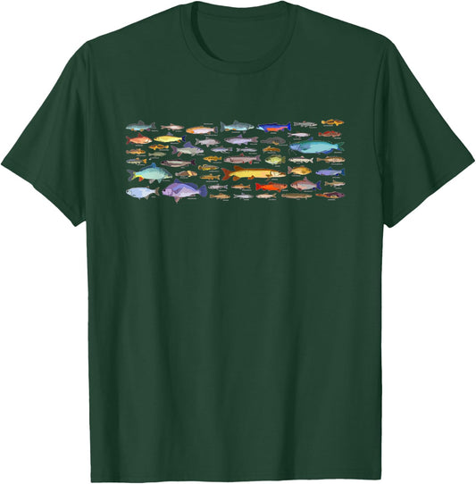 Types Of Freshwater Fish Species Biology Fishing T-Shirt - T-Shirt | Forest