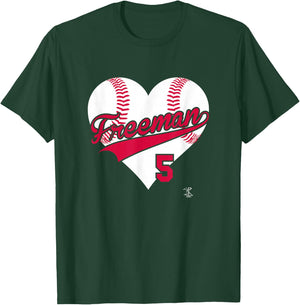 Freddie Freeman Baseball Heart Gameday T-Shirt - T-Shirt | Forest