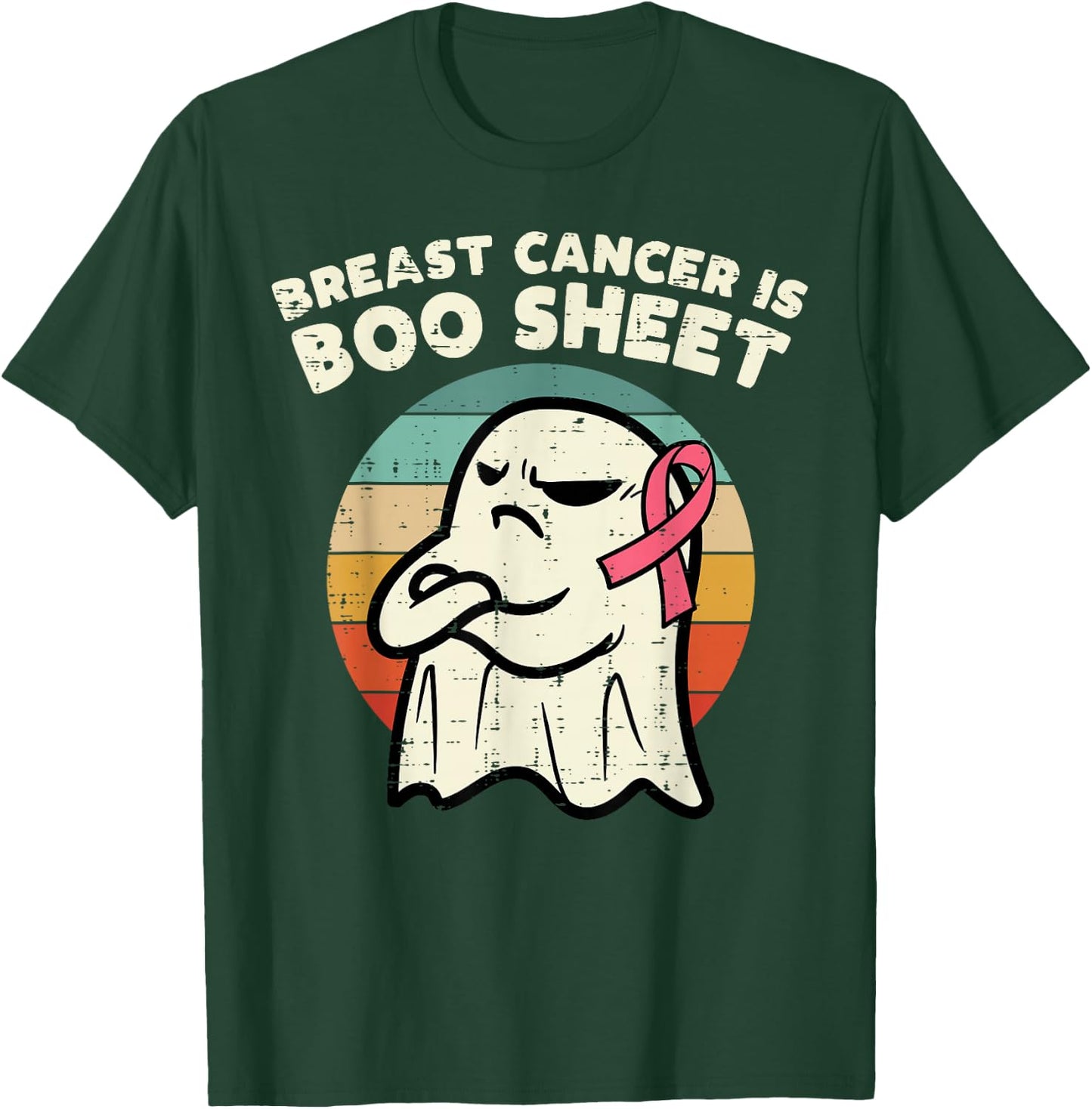 Breast Cancer Boo Sheet Ghost Retro Awareness Men Women Kids T-Shirt - T-Shirt | Forest
