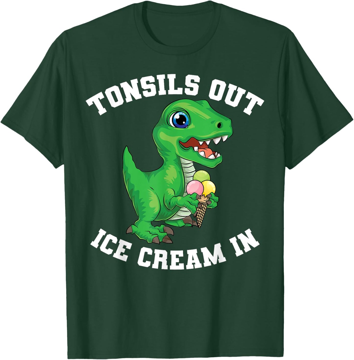 Get Well Gifts Kids Tonsils Dinosaur Tonsillectomy Surgery T-Shirt - T-Shirt | Forest