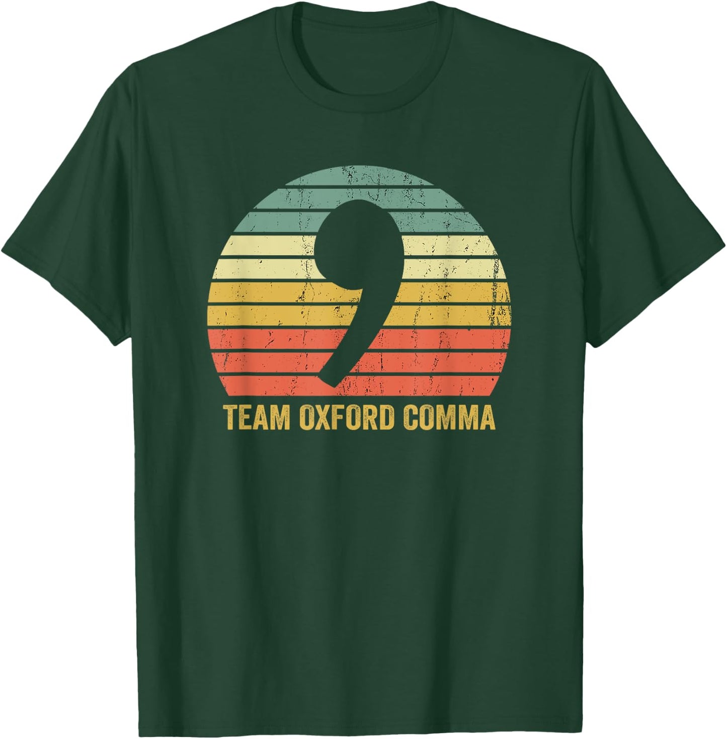 Vintage Team Oxford Comma Grammar Police English Nerd Gift T-Shirt - T-Shirt | Forest