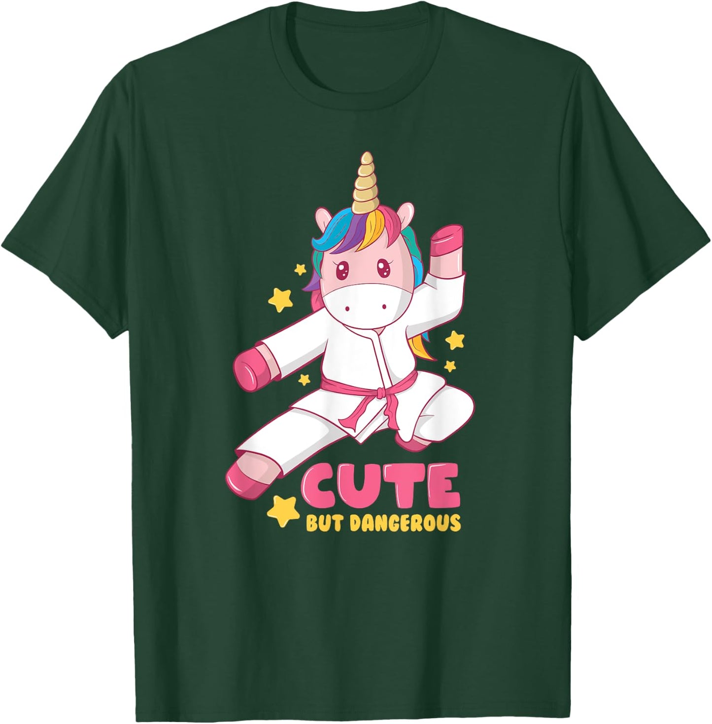 Cute But Dangerous Funny Girls Karate Unicorn Love T-Shirt - T-Shirt | Forest