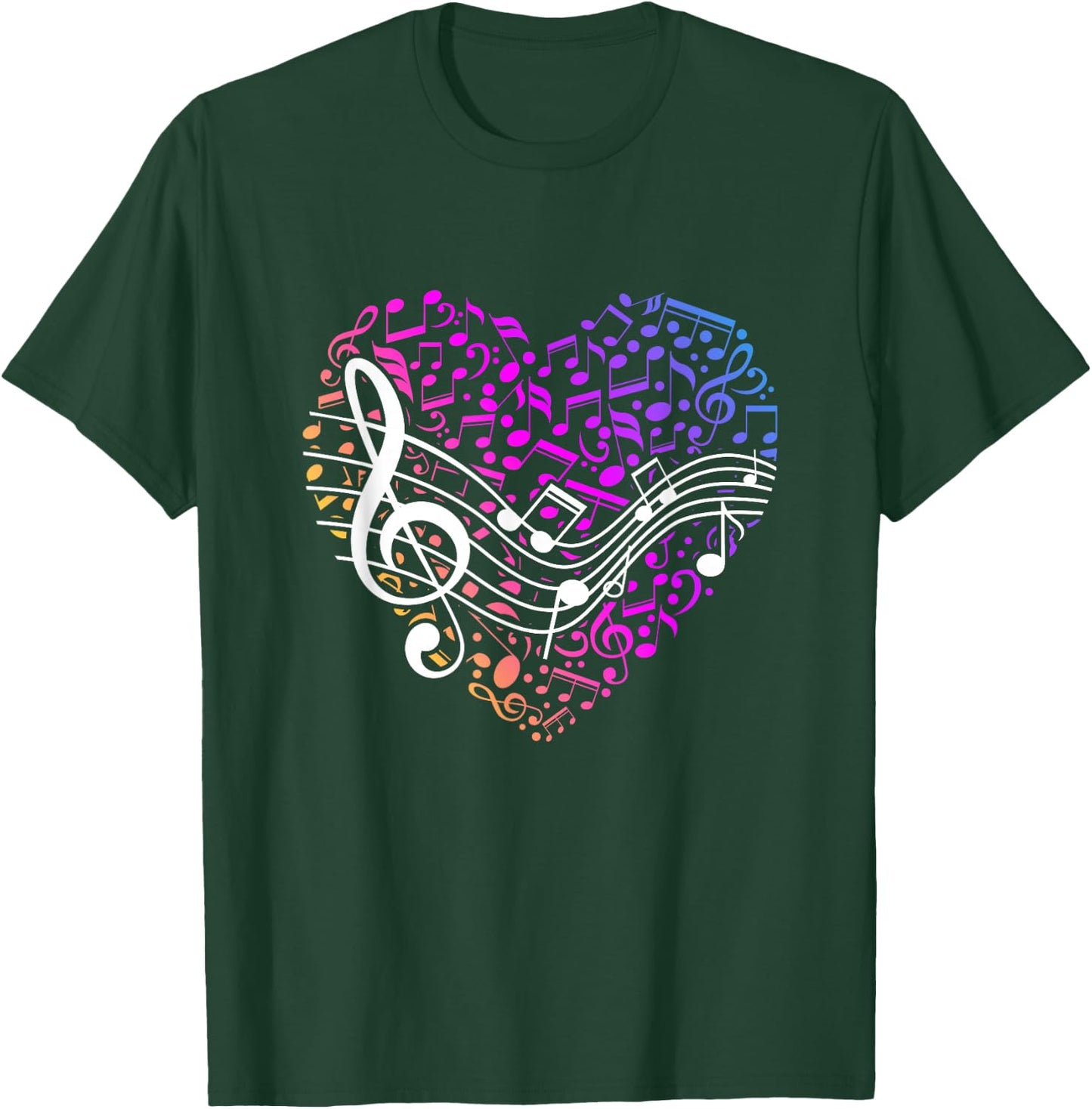 Music Heart Gift Valentine's Day Treble Clef T-Shirt - T-Shirt | Forest
