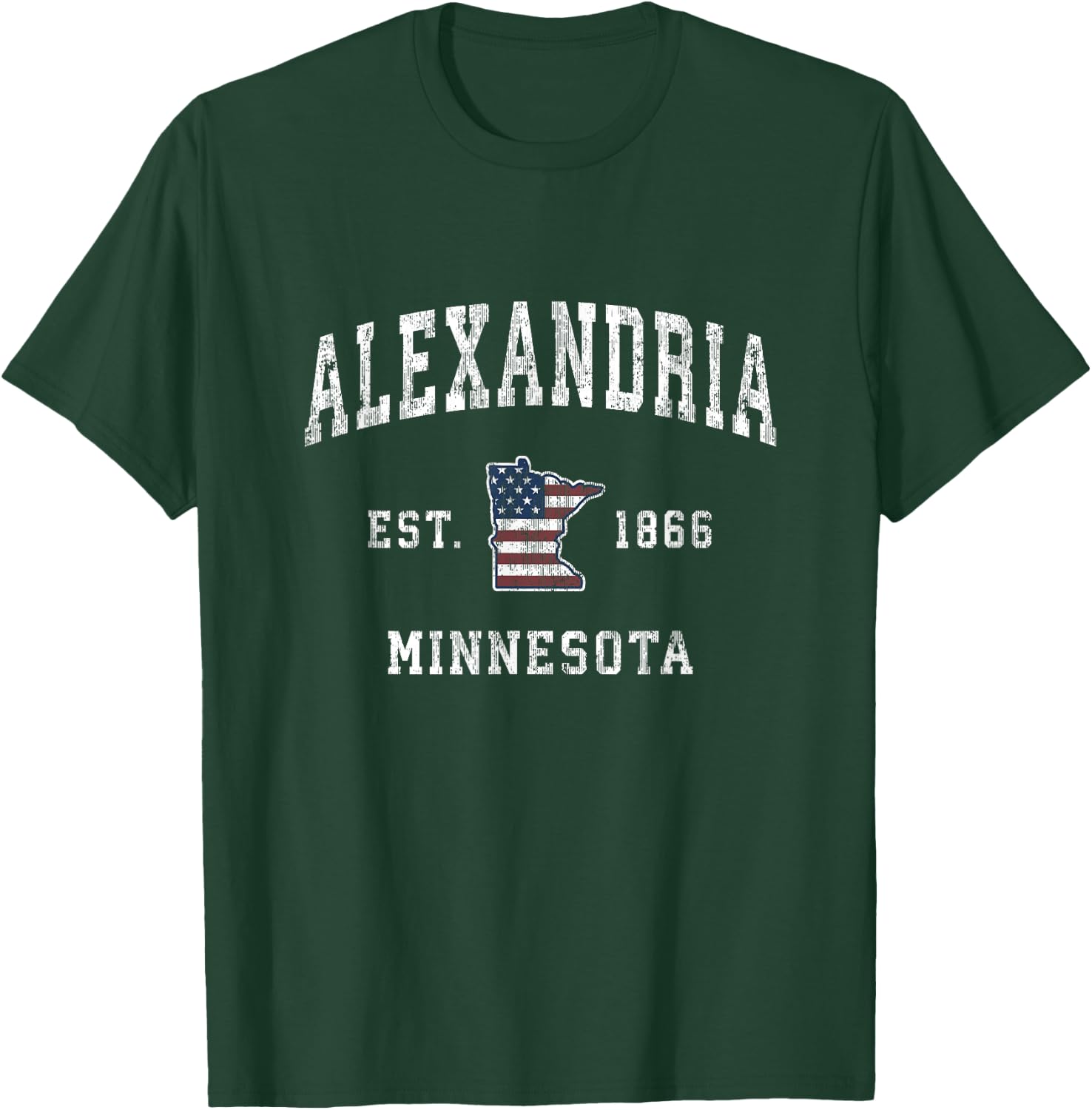 Alexandria Minnesota MN Vintage American Flag Sports Design T-Shirt - T-Shirt | Forest