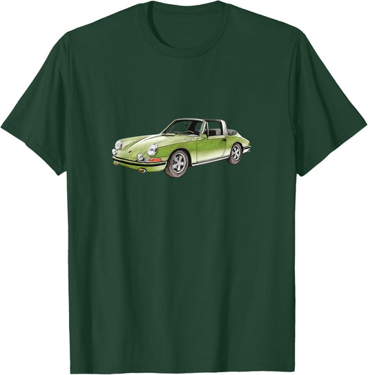 911 Classic Car Retro Vintage Watercolor Sketch Art T-Shirt - T-Shirt | Forest