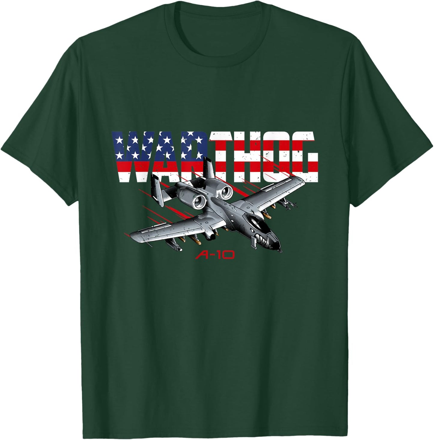 Military Airplane A-10 Warthog American Flag T-Shirt - T-Shirt | Forest