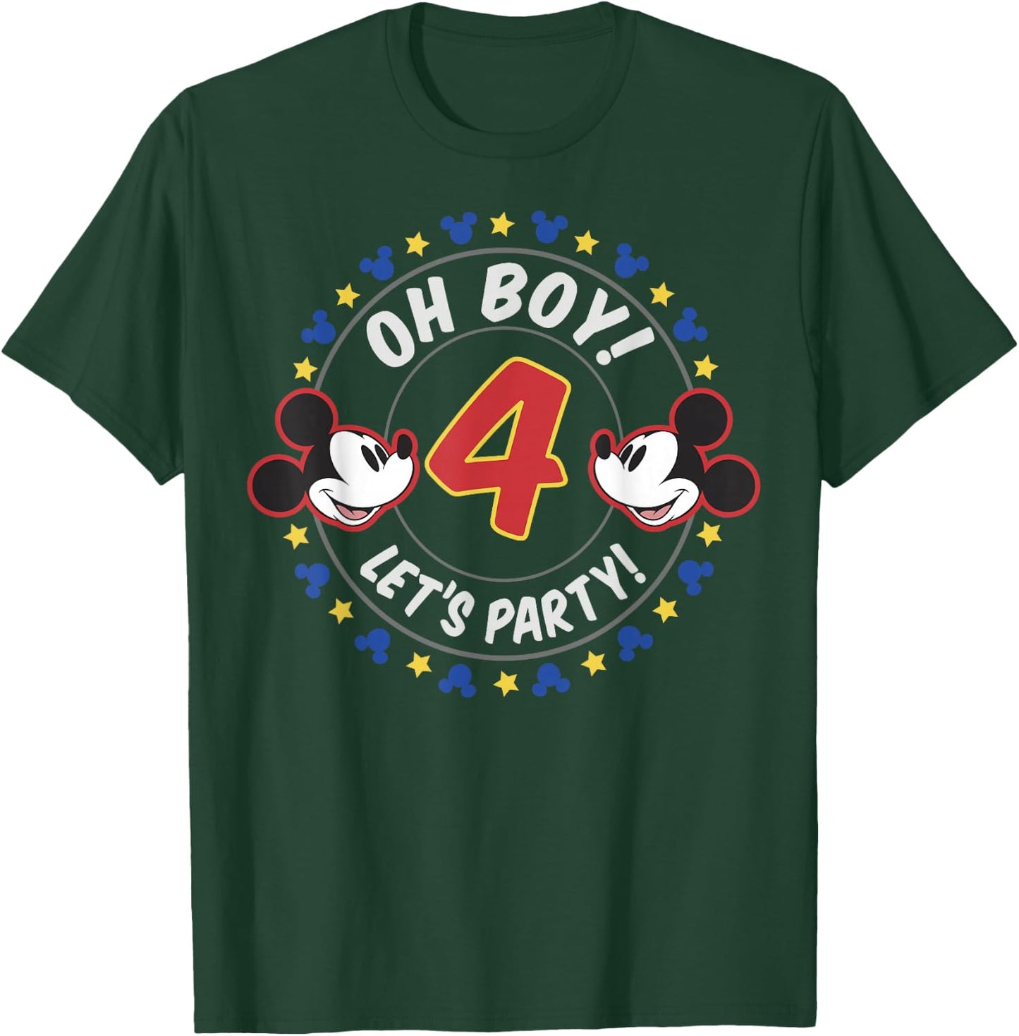 Disney Mickey And Friends Oh Boy Let's Party 4th Birthday T-Shirt - T-Shirt | Forest