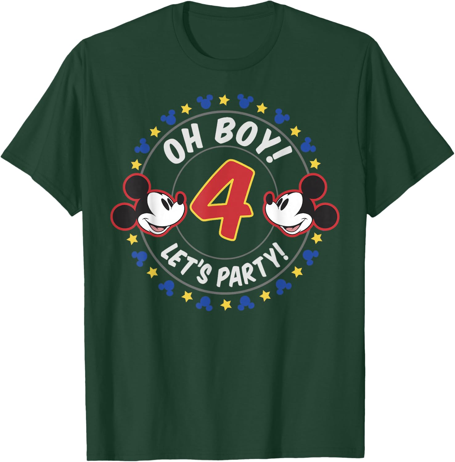 Disney Mickey And Friends Oh Boy Let's Party 4th Birthday T-Shirt - T-Shirt | Forest