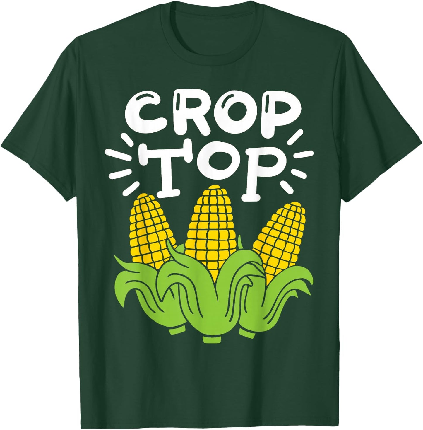 Corn Farm Farmer Co. Women's Black Cartoon Crop Top T-Shirt - T-Shirt | Forest