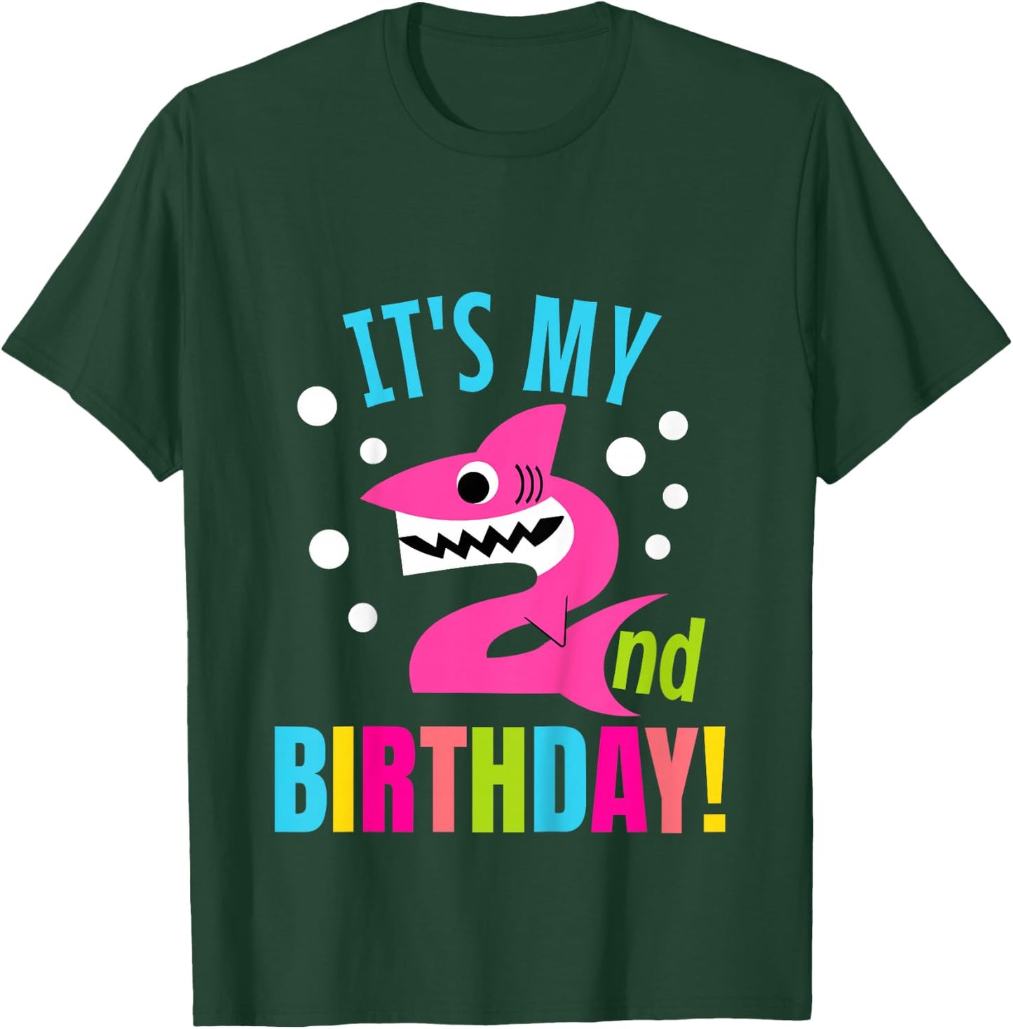 Kids 2 Year Old 2nd Shark Party Birthday Baby Gift Girls And Boys T-Shirt - T-Shirt | Forest