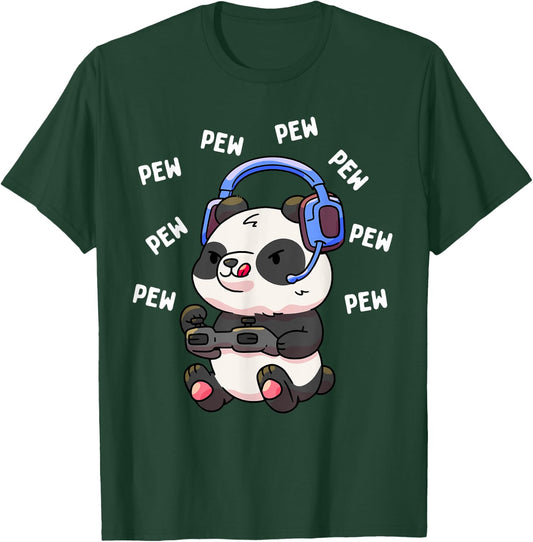 Pew Gamer Panda Pew Pew Gaming Lover Gift T-Shirt - T-Shirt | Forest