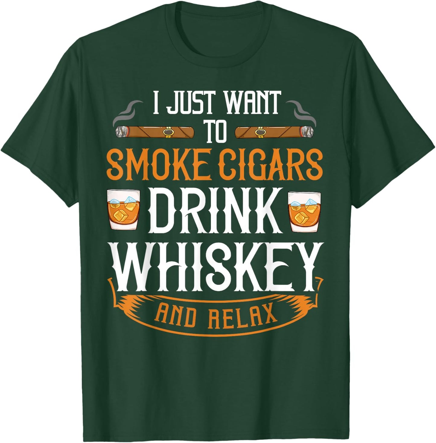 Cuban Cigar Whiskey Scotch Drinker T-Shirt - T-Shirt | Forest