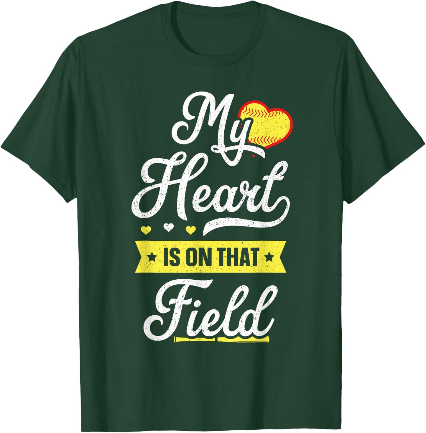 My Heart Is On That Field Shirt Gift Cute Mom Softball T-Shirt - T-Shirt | Forest