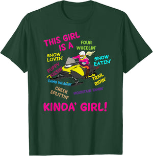 Funny Snowmobiling Saying Girl Snowmobile Riding Sled Girl T-Shirt - T-Shirt | Forest