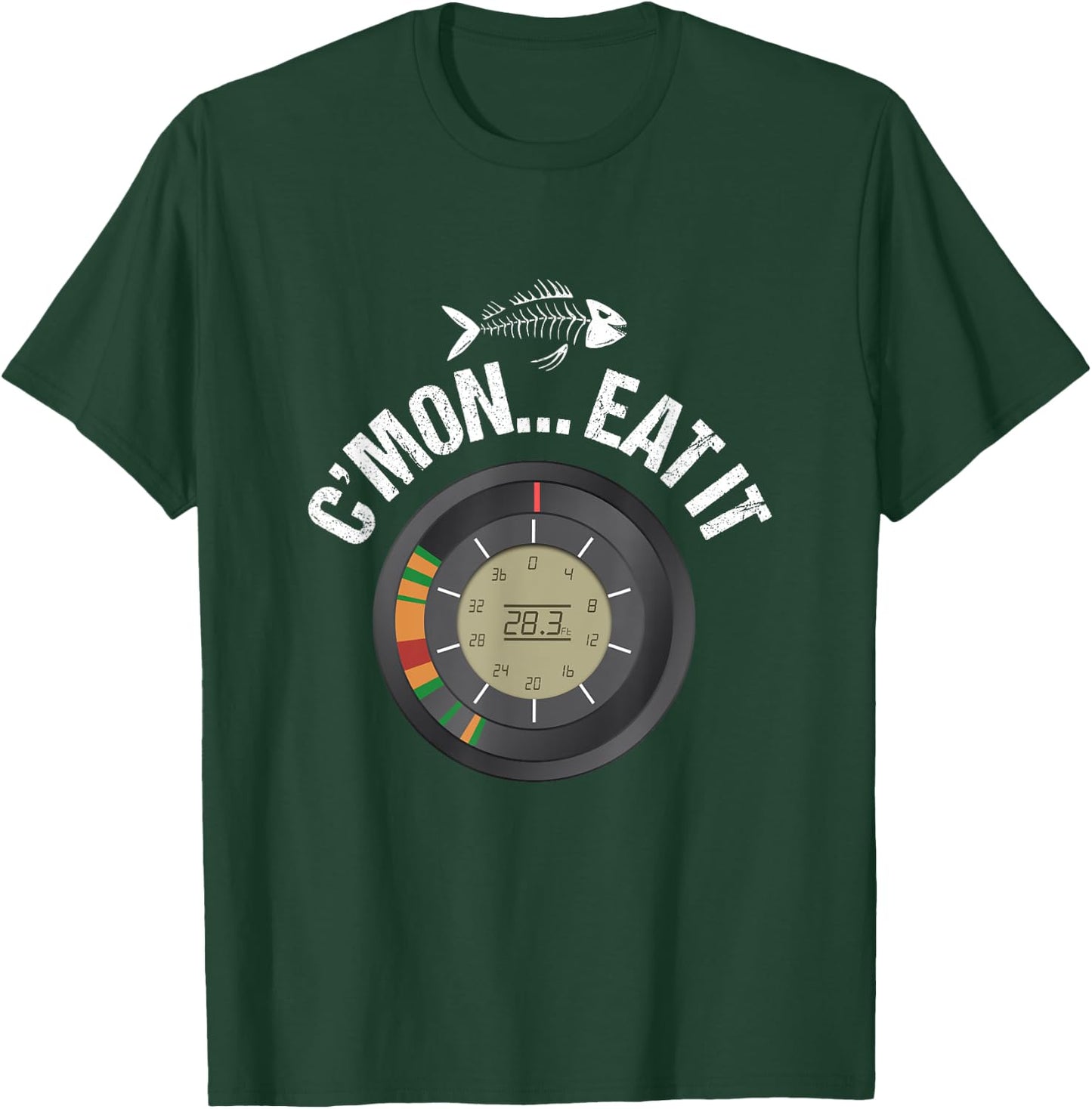 Funny Ice Fishing Flasher Fish Finder Graphic C'mon Eat It T-Shirt - T-Shirt | Forest